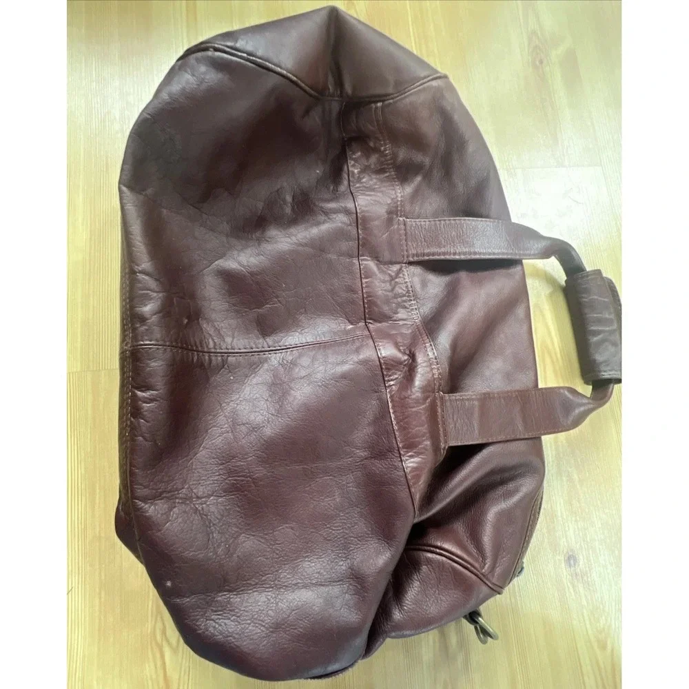 Vintage Brown Leather Duffel Bag Columbian Bags Co Hand Crafted Carry‎ On